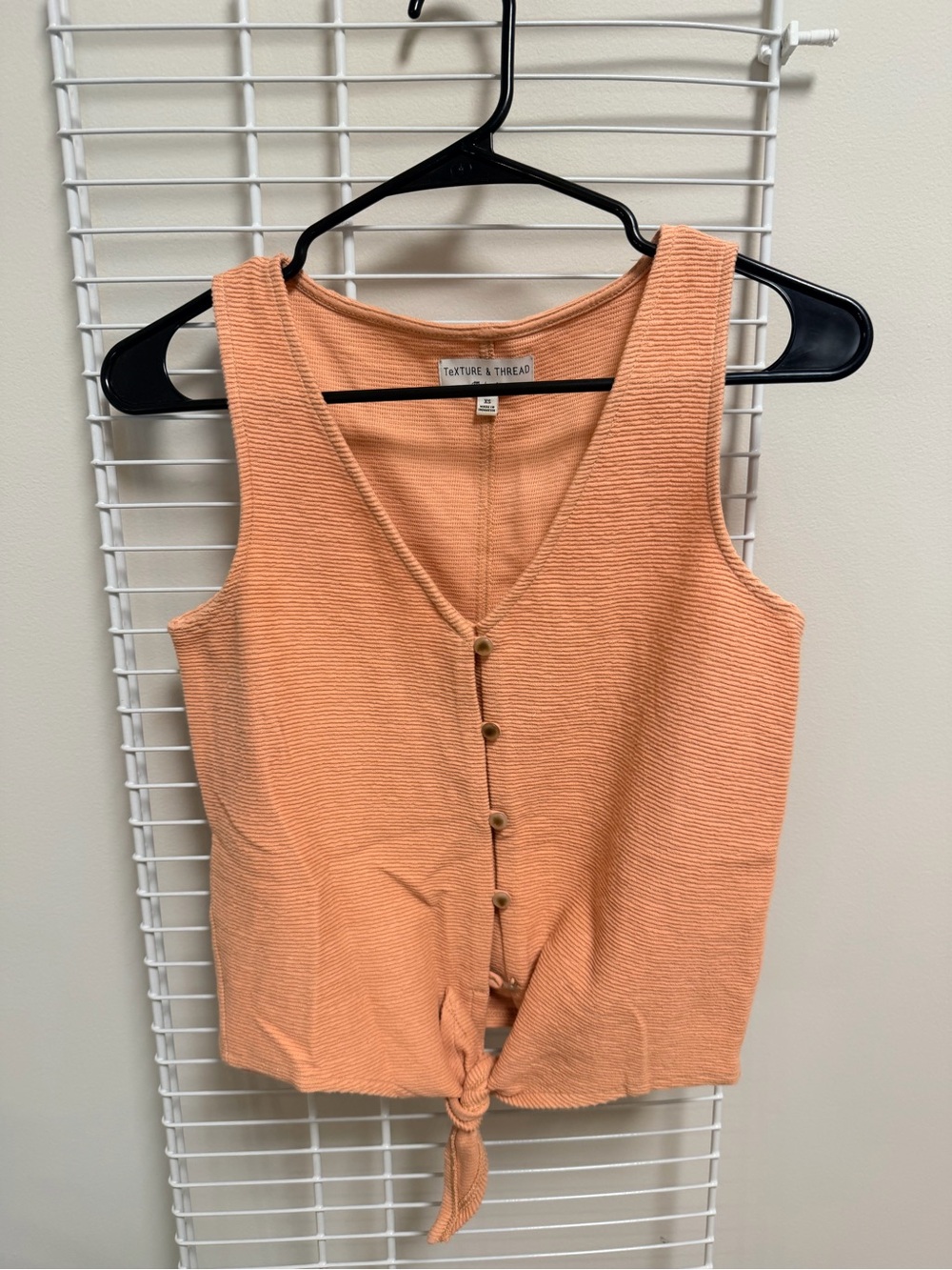 Madewell Cream Ribbed Tie-Front Tank - Picture 2 of 3